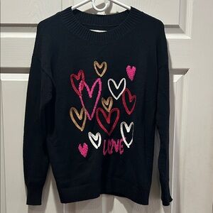LOFT Black Sweater with Heart Design